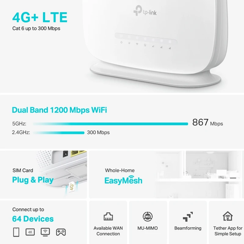 مودم روتر 4G/LTE تی پی لینک مدل Archer MR505