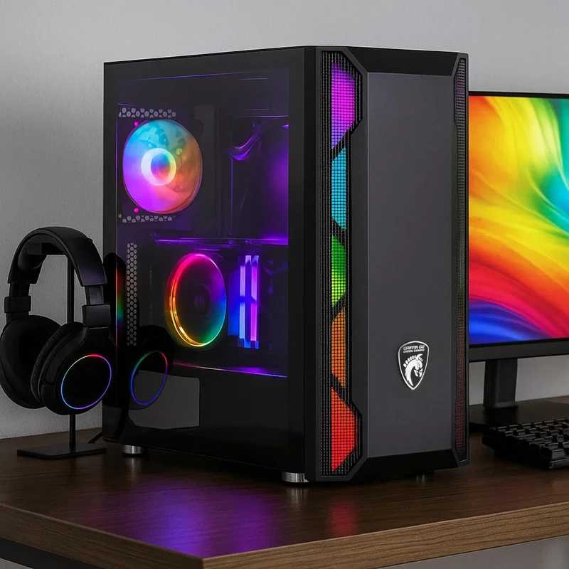 Green GRIFFIN G2 RGB Mid Tower Black Computer Case