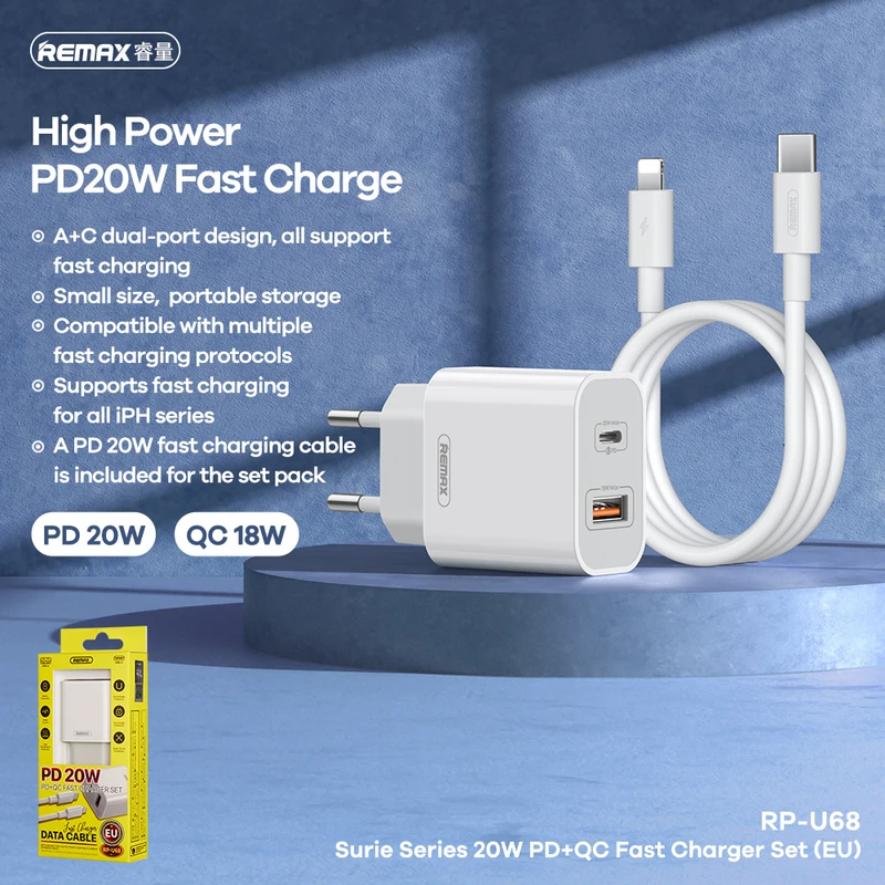 Remax PD U68 20 Watt 2 Pin Wall Charger